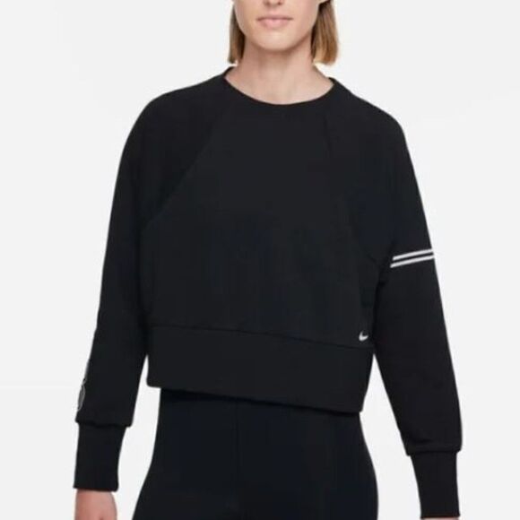 NIKE PRO Get Fit Sweatshirt Black White Size Medium - Picture 1 of 7